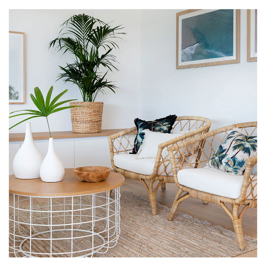 Outdoor Cushion Coastal Fringe Palm Trees Natural 45cm x 45cm - Image 2
