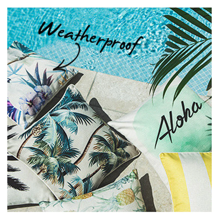 Outdoor Cushion With Piping Palm Trees Natural 45cm x 45cm - Image 18