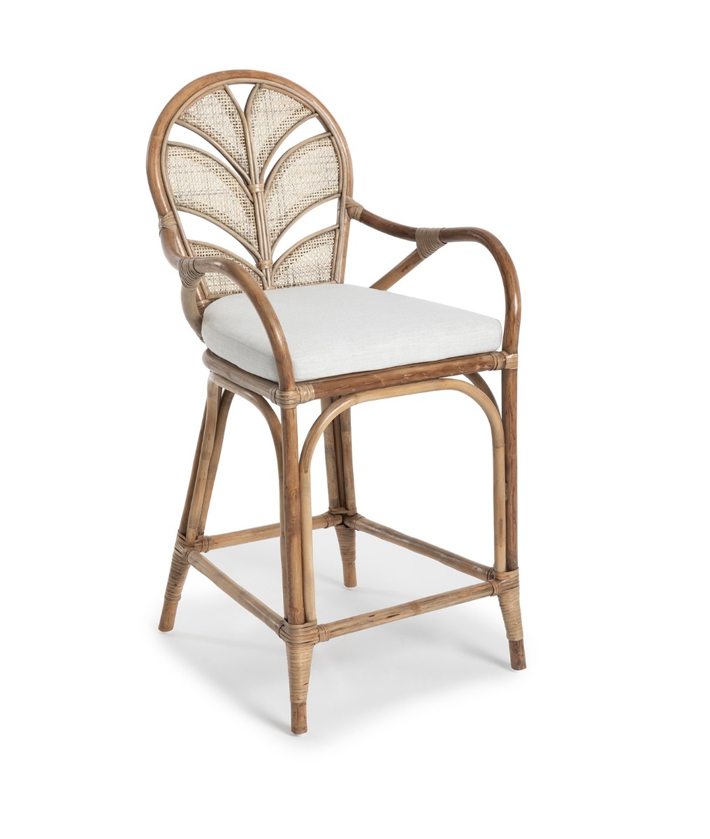 Caribbean Plantation Style Kitchen Counter Bar Stool Mud Grey, W 55cm D 55cm H 110cm (RRP $1399)