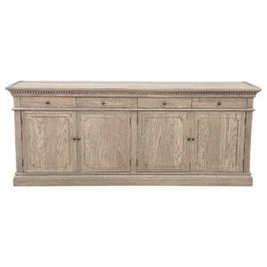 wp-image-tigress-52096.jpg "Harbord" Hamptons Style 4 Door 4 Drawer Buffet Sideboard Weathered Oak, 220cmW x 48cmD x 90cmH (RRP $4999)