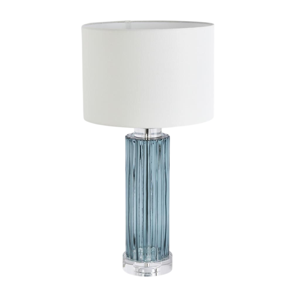 Serento Blue Glass Table Lamp & White Shade (RRP $371.80)