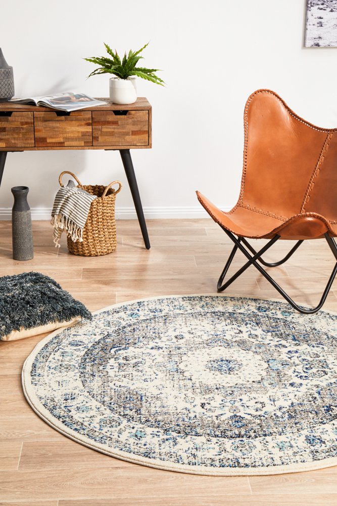 Evoke 251 Hamptons Style Indoor Rug White Round - Image 3