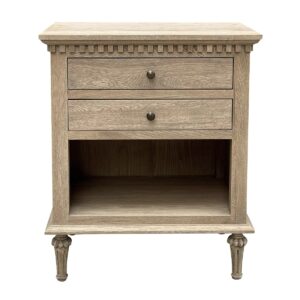 wp-image-tigress-52560.jpg "Maison" Hamptons Style Solid Timber 2 Drawer Bedside Table, Weathered Oak 60cmW x 43cmD x 72cmH (RRP $999)
