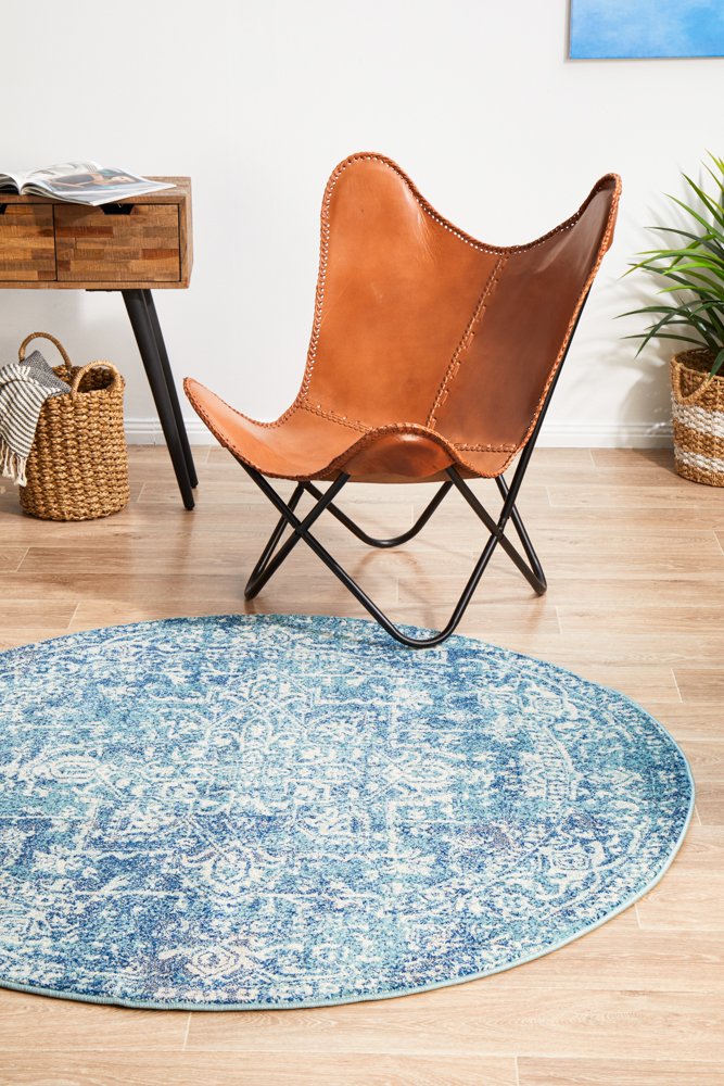Evoke 253 Hamptons Style Indoor Rug Blue Round