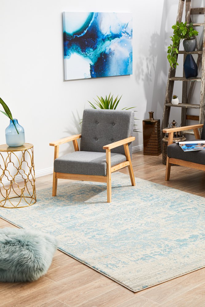 Evoke 253 Hamptons Style Indoor Rug White Blue - Image 2