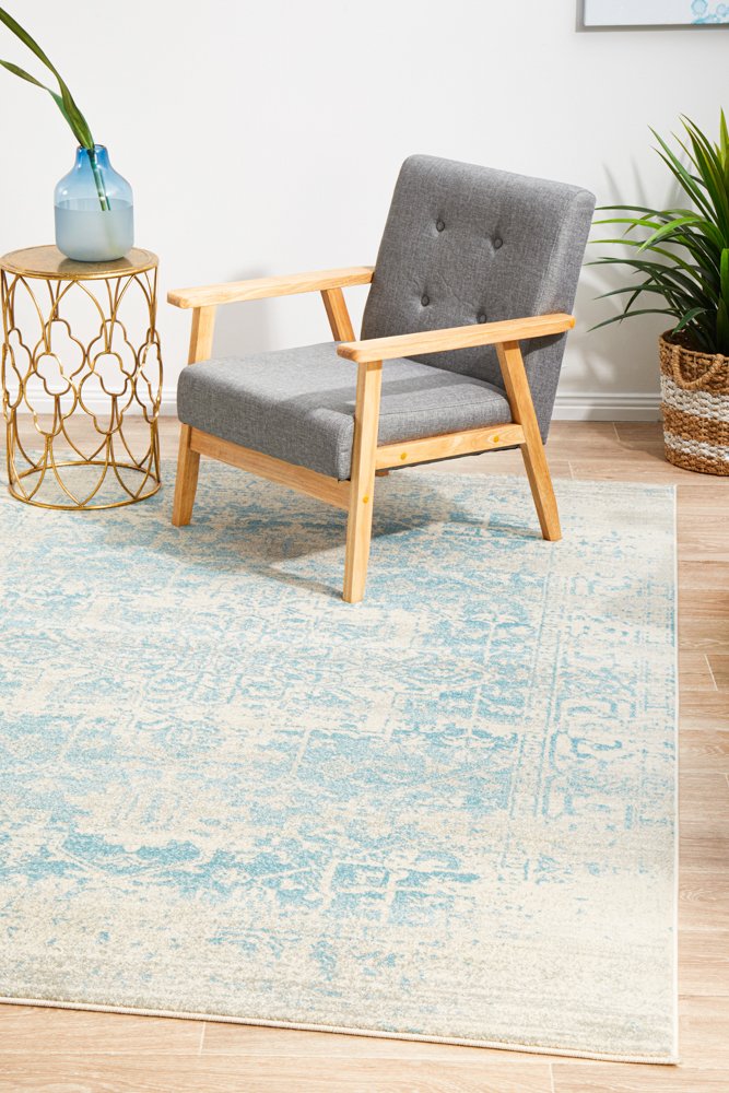 Evoke 253 Hamptons Style Indoor Rug White Blue - Image 3