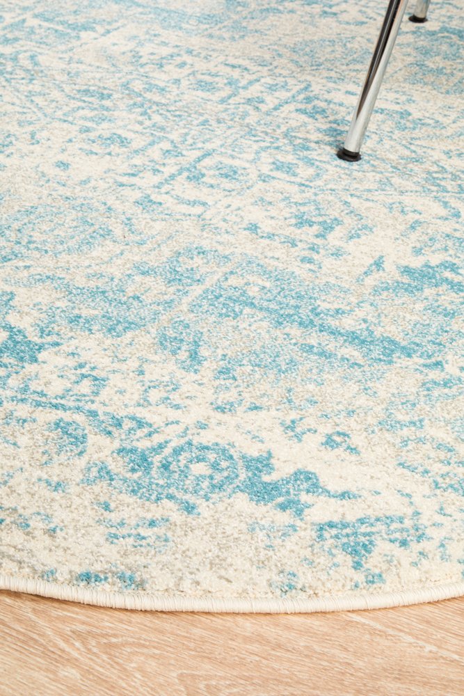 Evoke 253 Hamptons Style Indoor Rug White Blue Round - Image 5
