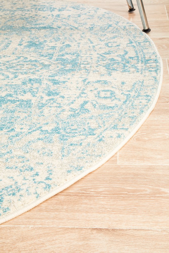 Evoke 253 Hamptons Style Indoor Rug White Blue Round - Image 6