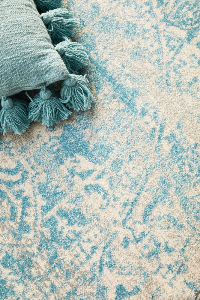Evoke 253 Hamptons Style Indoor Rug White Blue Round - Image 8