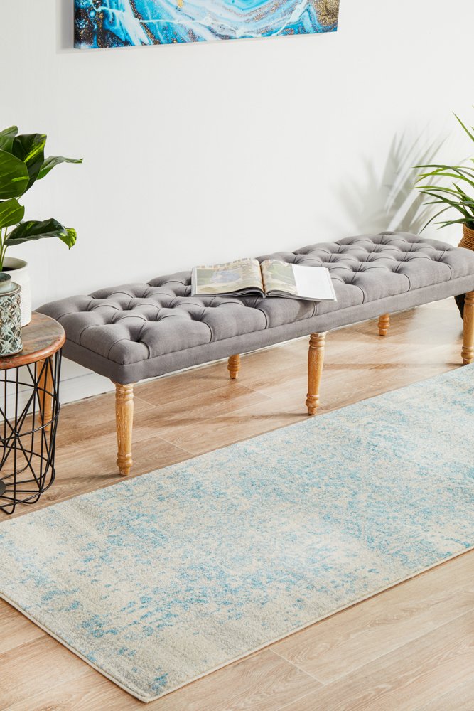 Evoke 253 Hamptons Style Indoor Rug White Blue Runner - Image 2