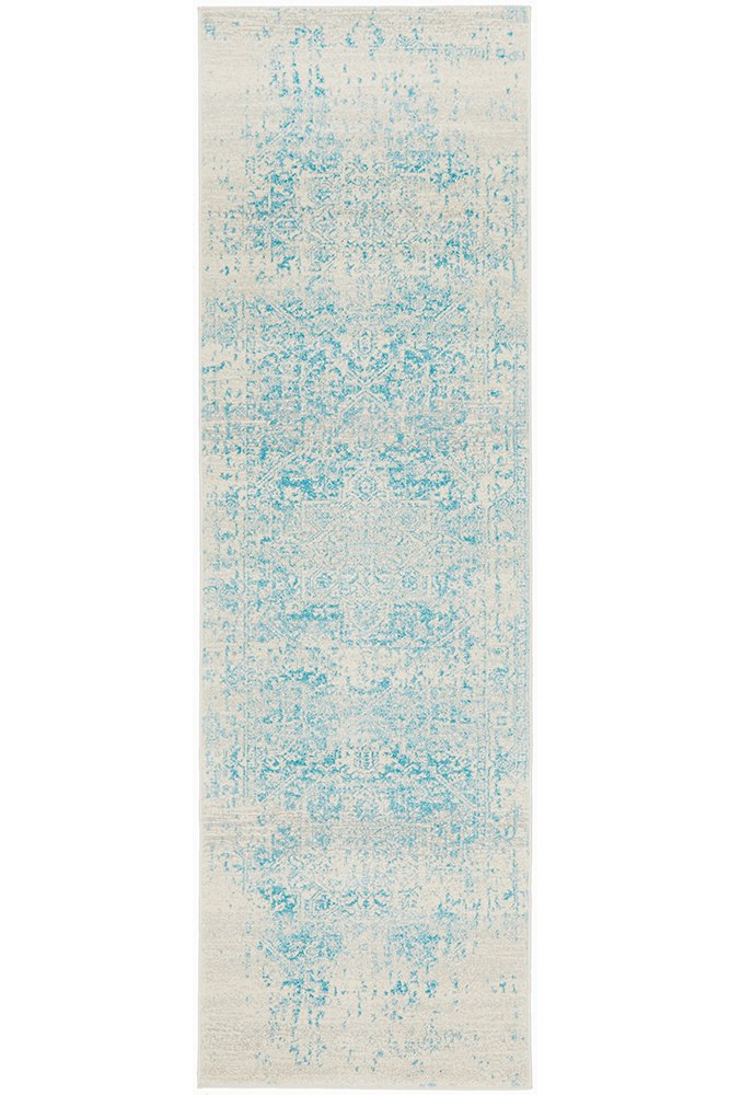 Evoke 253 Hamptons Style Indoor Rug White Blue Runner - Image 4
