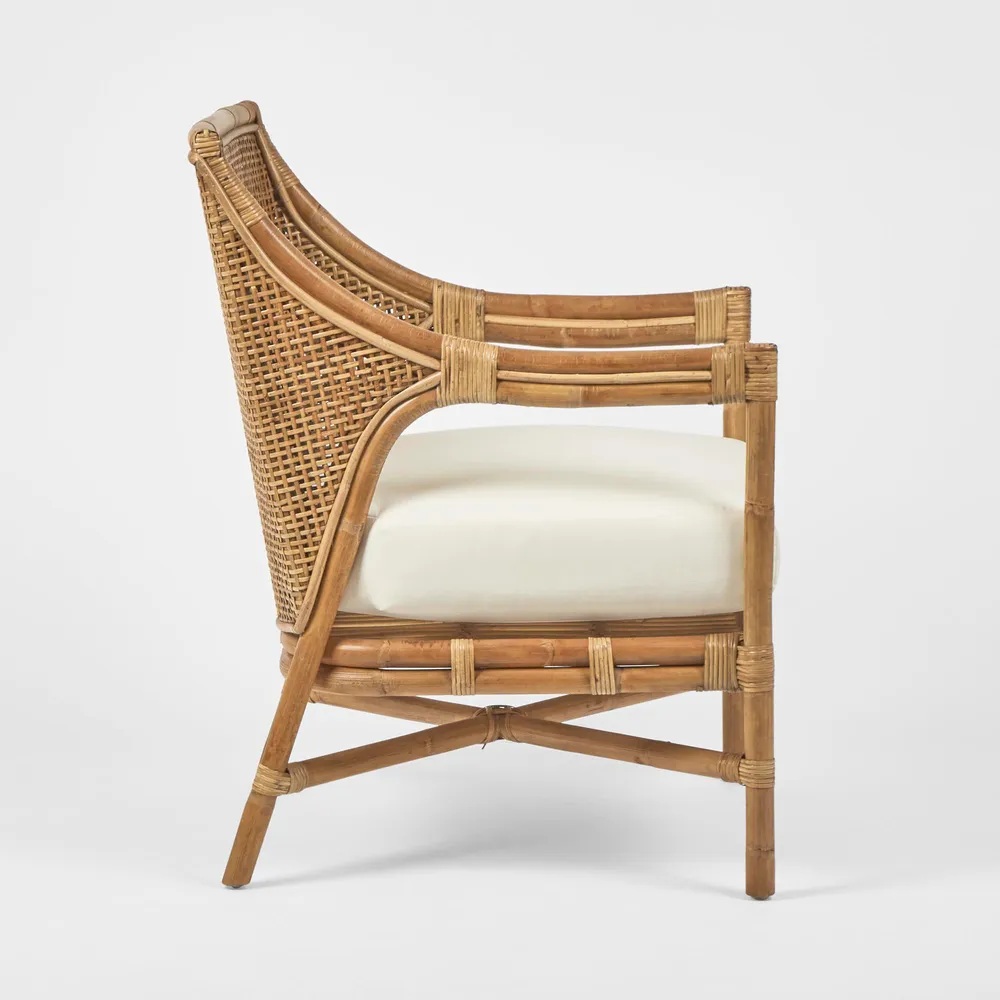 Havana Havana Occasional Chair Rattan Cream Cushion, D 70cm W 70cm H 86cm (RRP $1499) - Image 3