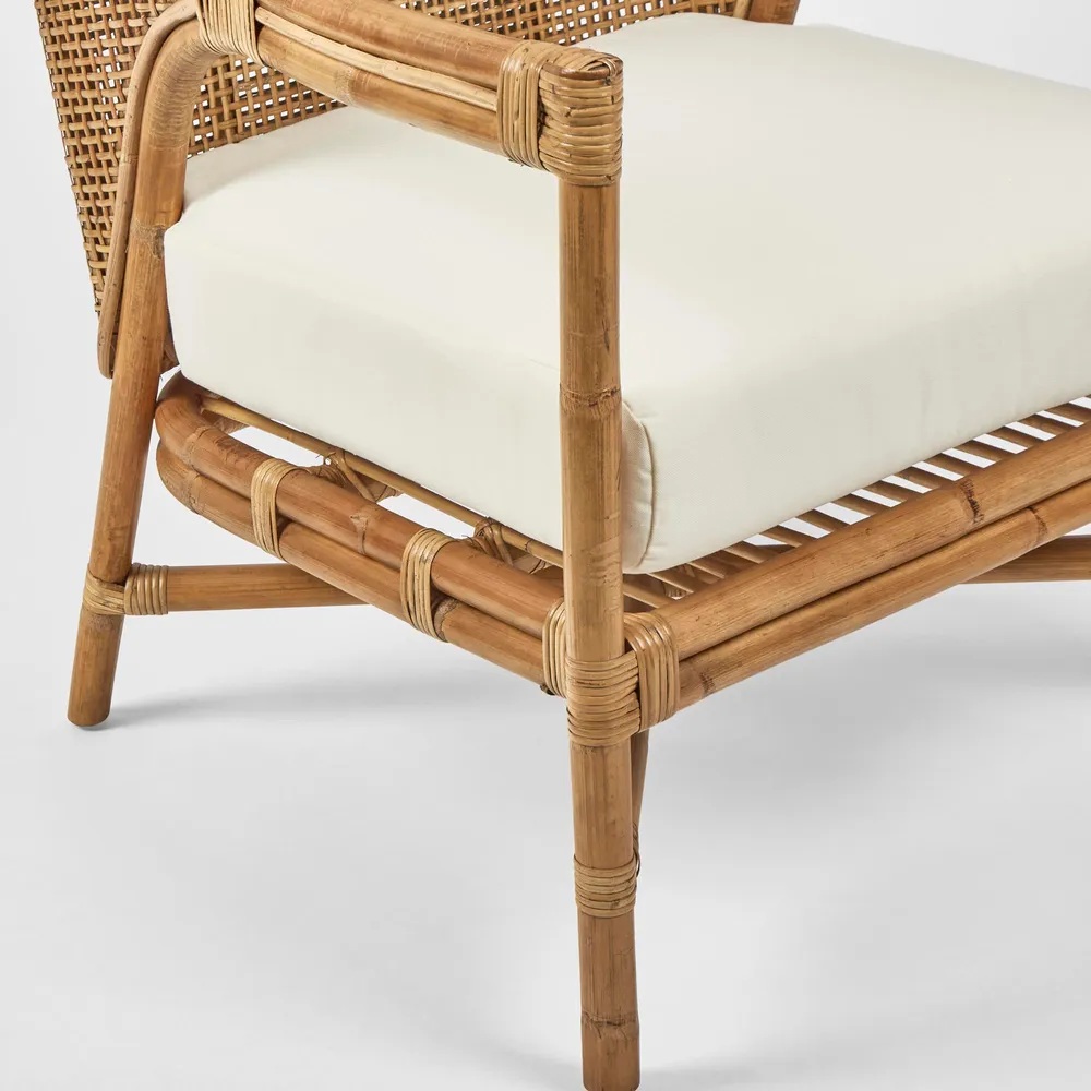 Havana Havana Occasional Chair Rattan Cream Cushion, D 70cm W 70cm H 86cm (RRP $1499) - Image 5