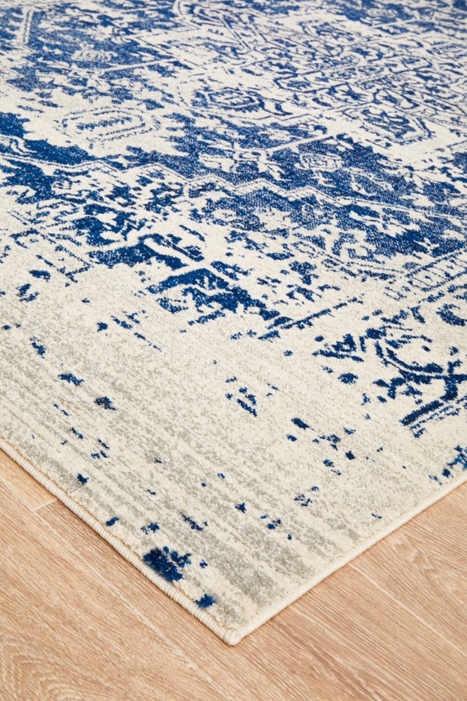 Evoke 253 Hamptons Style Indoor Rug White Navy - Image 5