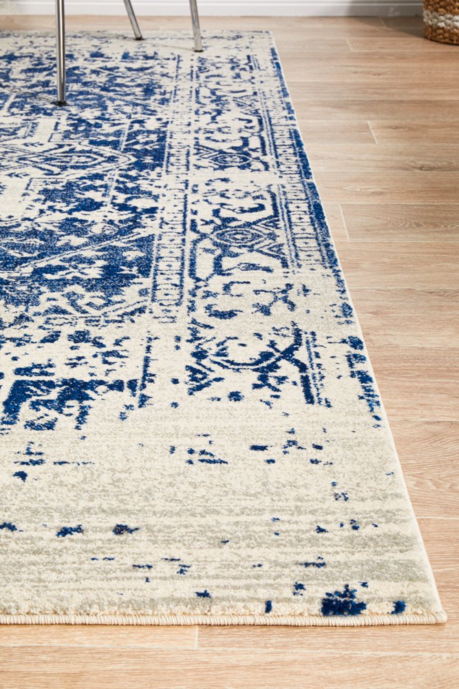 Evoke 253 Hamptons Style Indoor Rug White Navy - Image 6