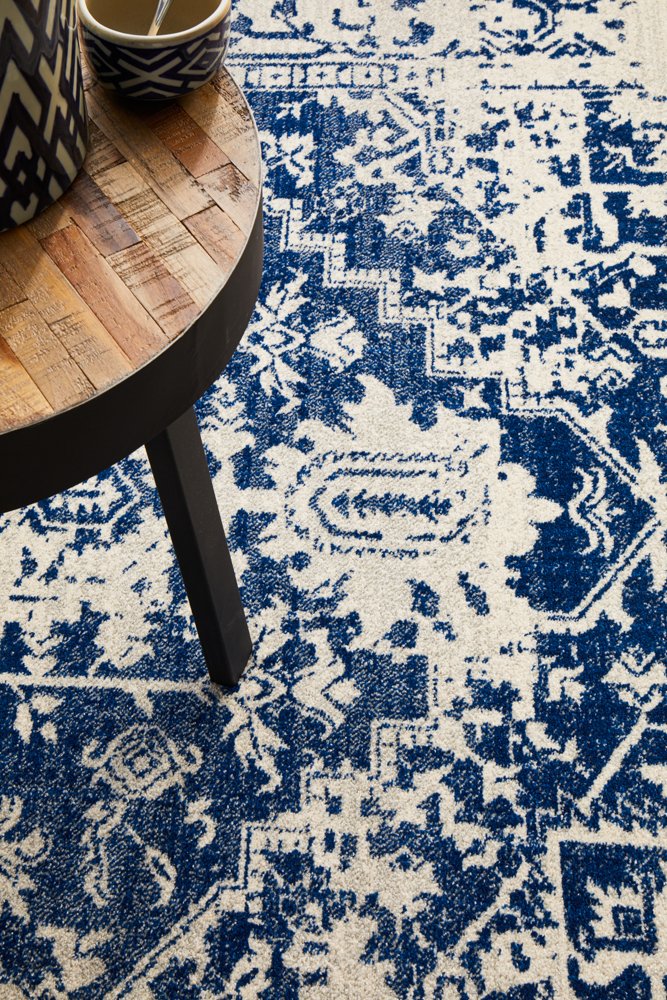 Evoke 253 Hamptons Style Indoor Rug White Navy - Image 8