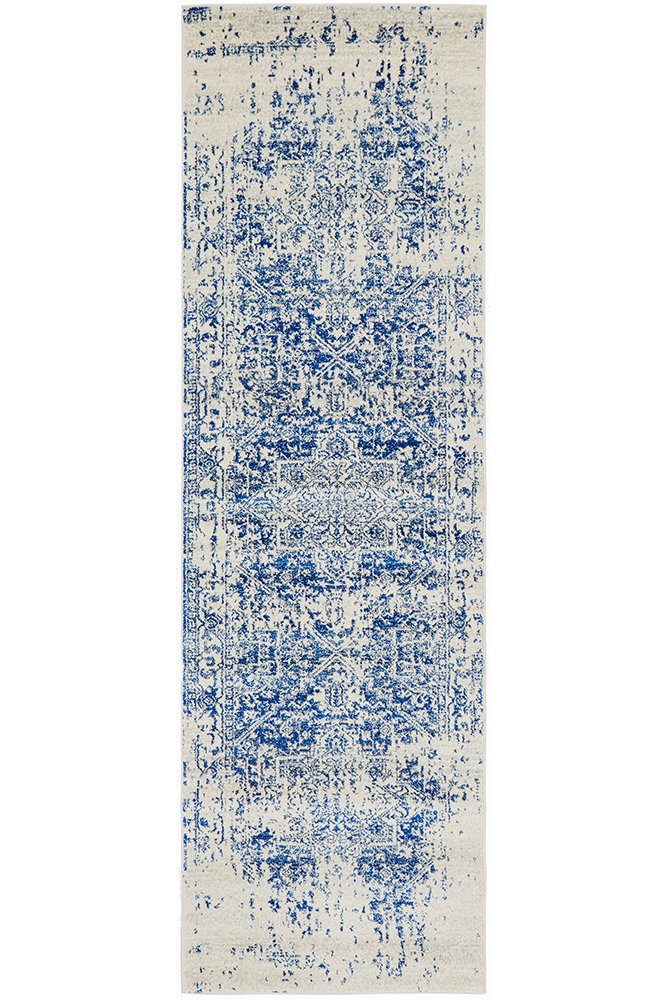 Evoke 253 Hamptons Style Indoor Rug White Navy Runner - Image 4