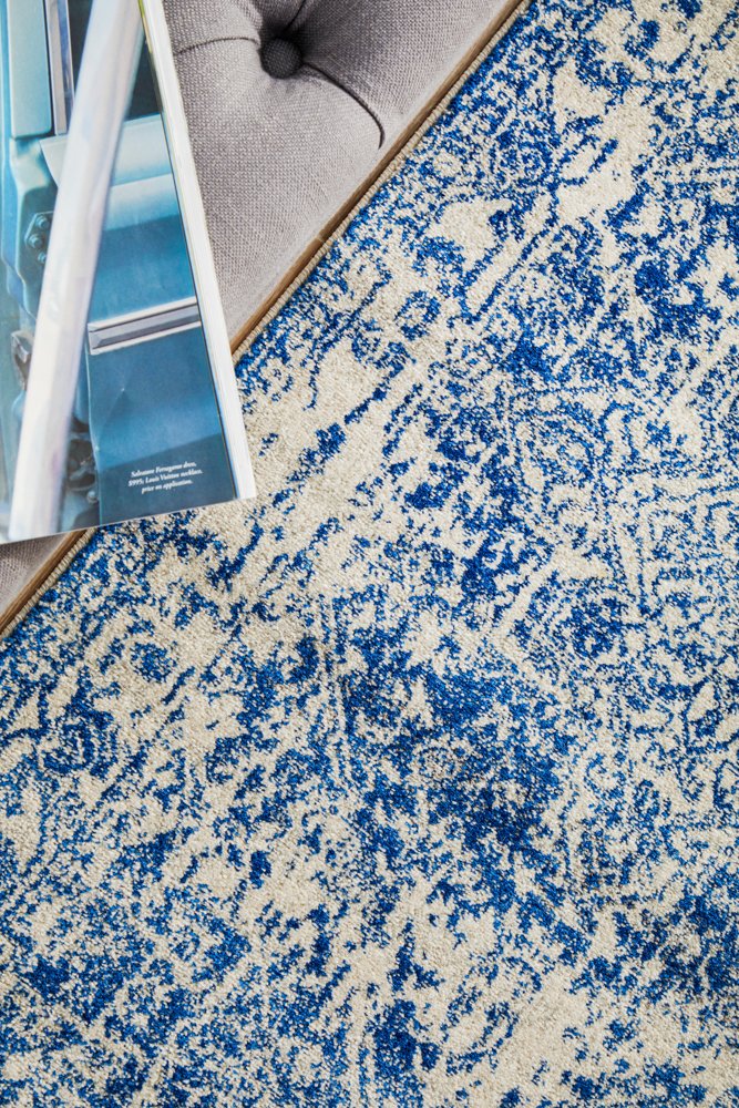 Evoke 253 Hamptons Style Indoor Rug White Navy Runner - Image 8