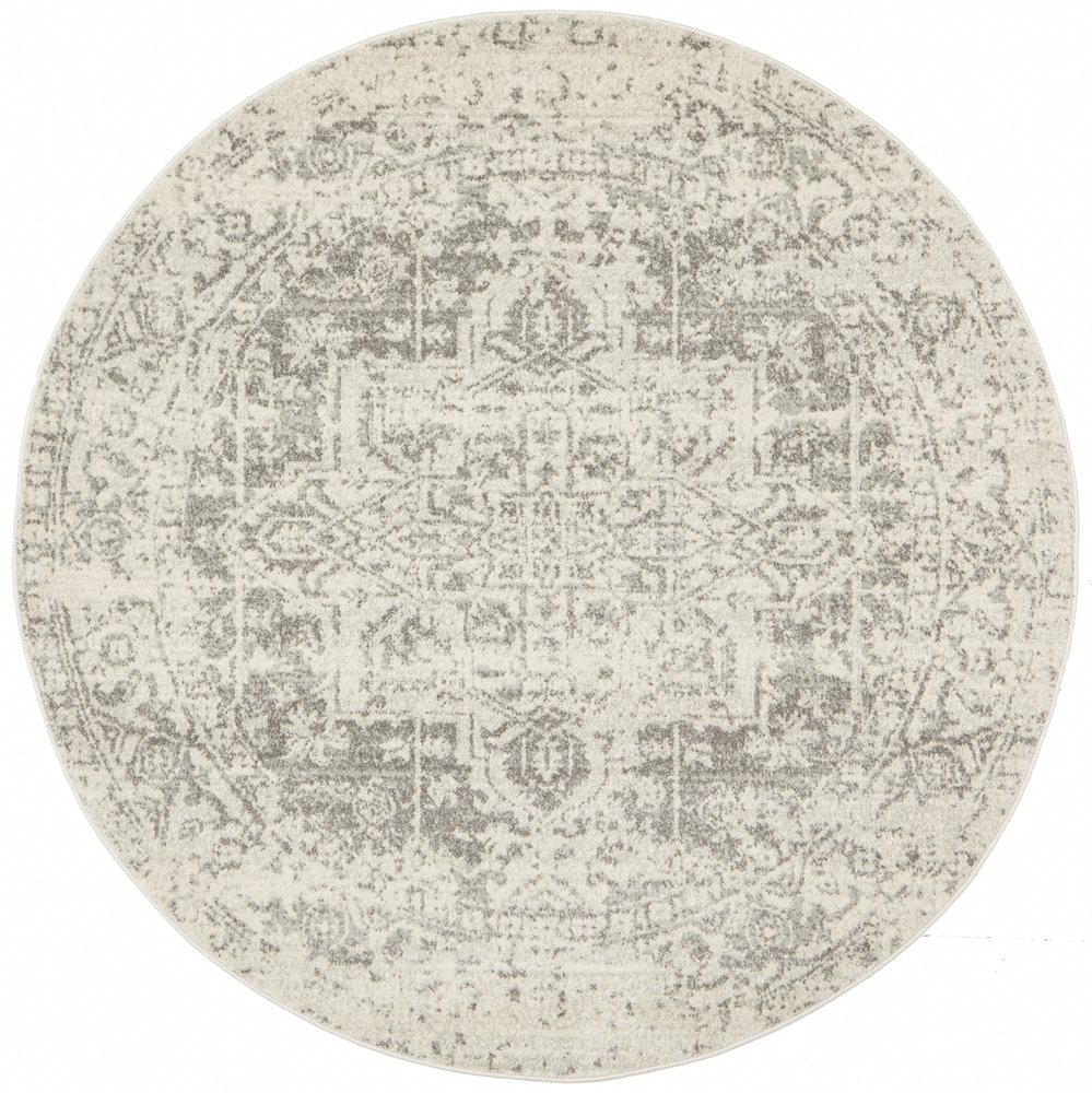 Evoke 253 Hamptons Style Indoor Rug White Silver Round - Image 4