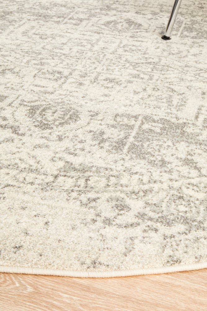 Evoke 253 Hamptons Style Indoor Rug White Silver Round - Image 5
