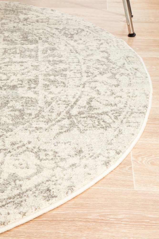 Evoke 253 Hamptons Style Indoor Rug White Silver Round - Image 6
