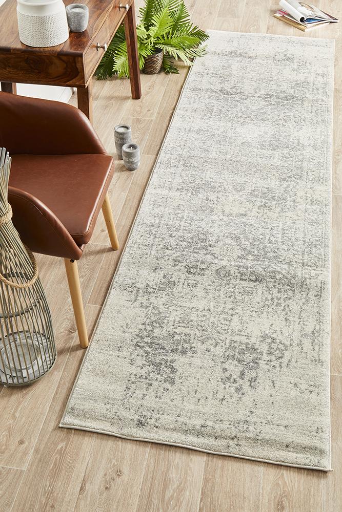 Evoke 253 Hamptons Style Indoor Rug White Silver Runner