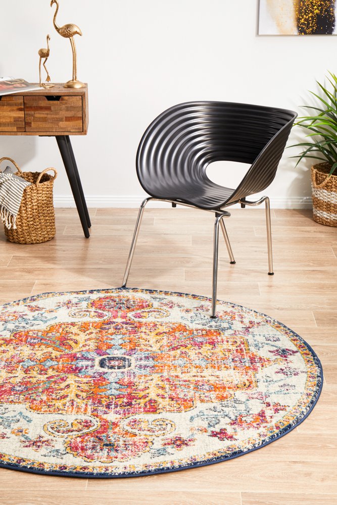 Evoke 254 Hamptons Style Indoor Rug White Round