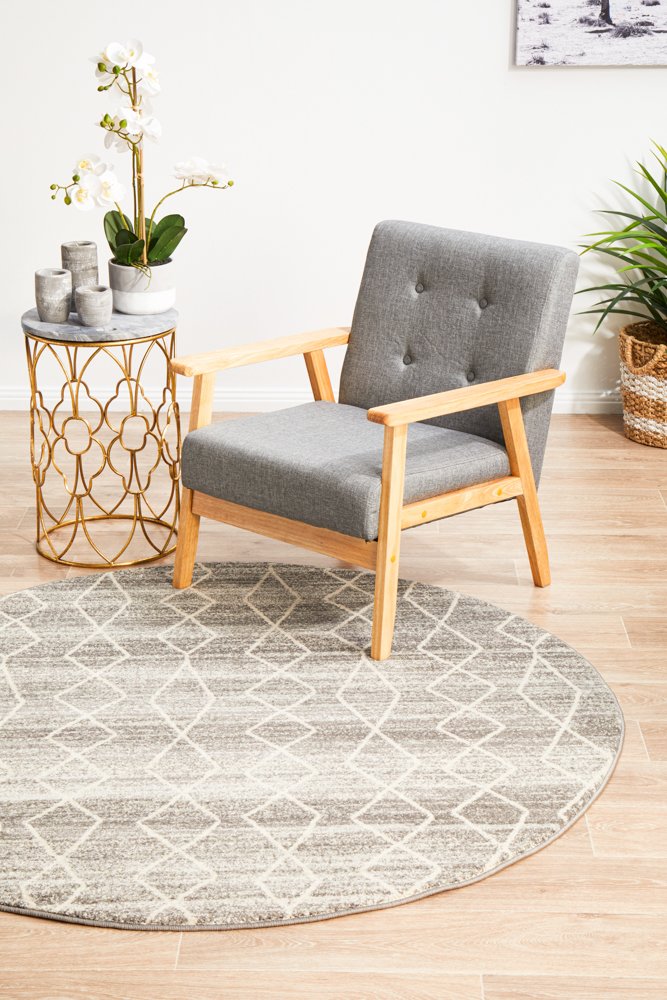 Evoke 257 Hamptons Style Indoor Rug Silver Round
