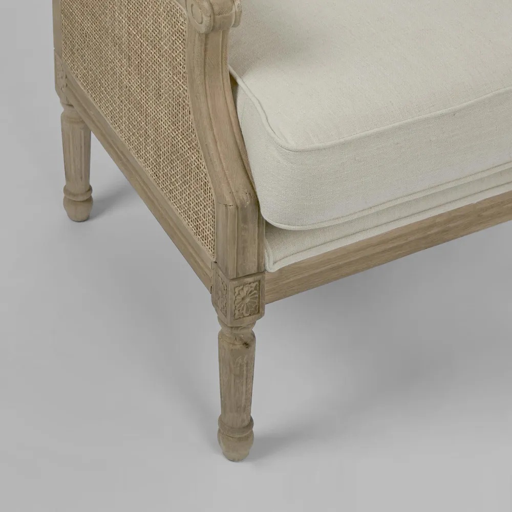 Hicks Oak & Rattan Armchair Natural with Linen Cushions, W 68cm D 68cm H 95cm (RRP $1999) - Image 6