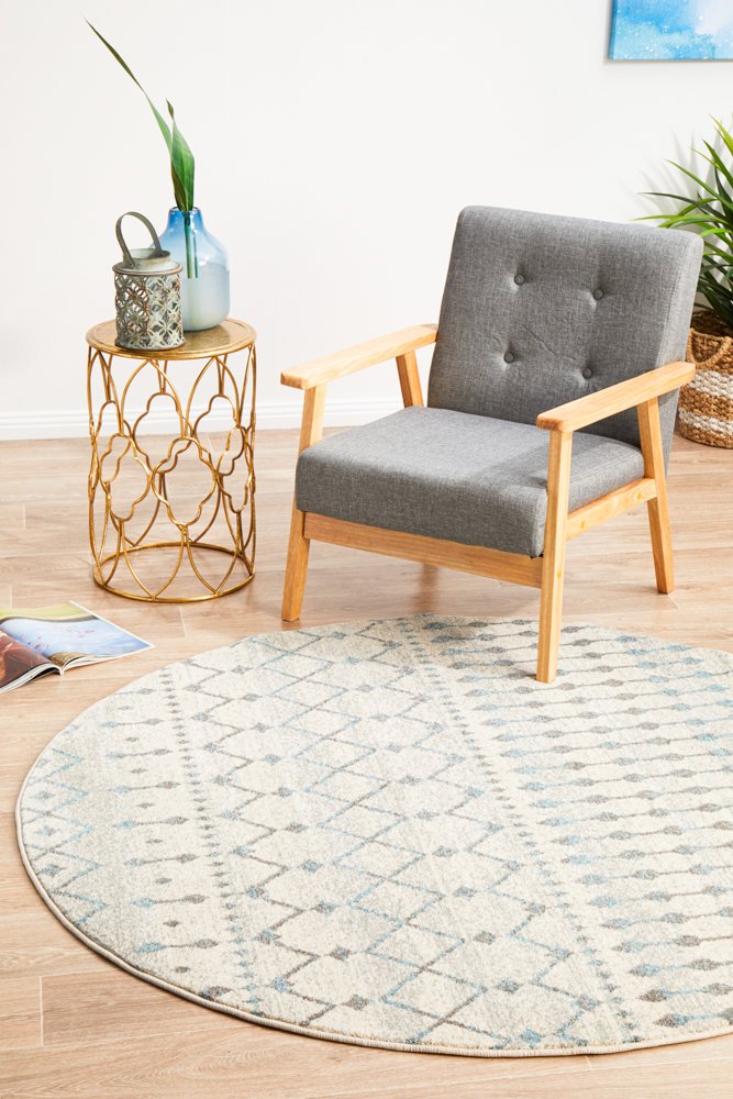 Evoke 260 Hamptons Style Indoor Rug White Round - Image 3