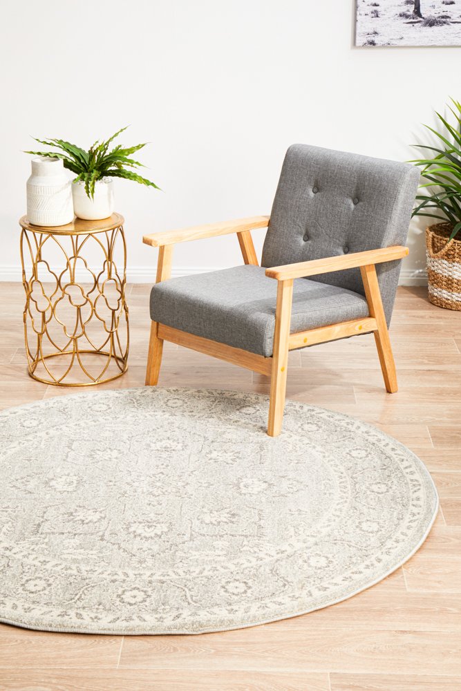 Evoke 261 Hamptons Style Indoor Rug Silver Round
