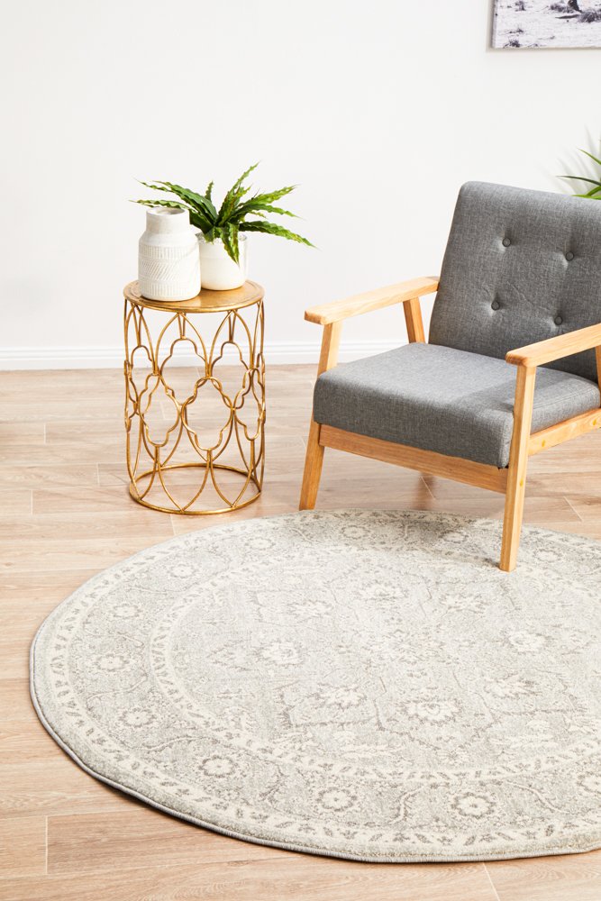Evoke 261 Hamptons Style Indoor Rug Silver Round - Image 3
