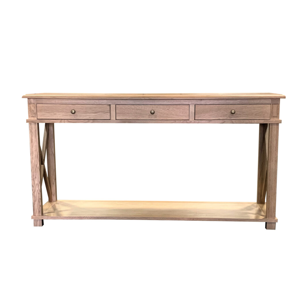 "Noosa" Hamptons Style Solid Timber Hall Table Natural Oak, 150cmW x 40cmD x 80cmH (RRP $1699)
