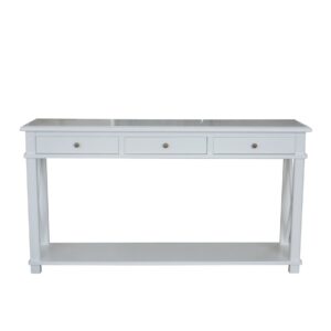"Noosa" Hamptons Style Solid Timber Hall Table White, 150cmW x 40cmD x 80cmH (RRP $1699)