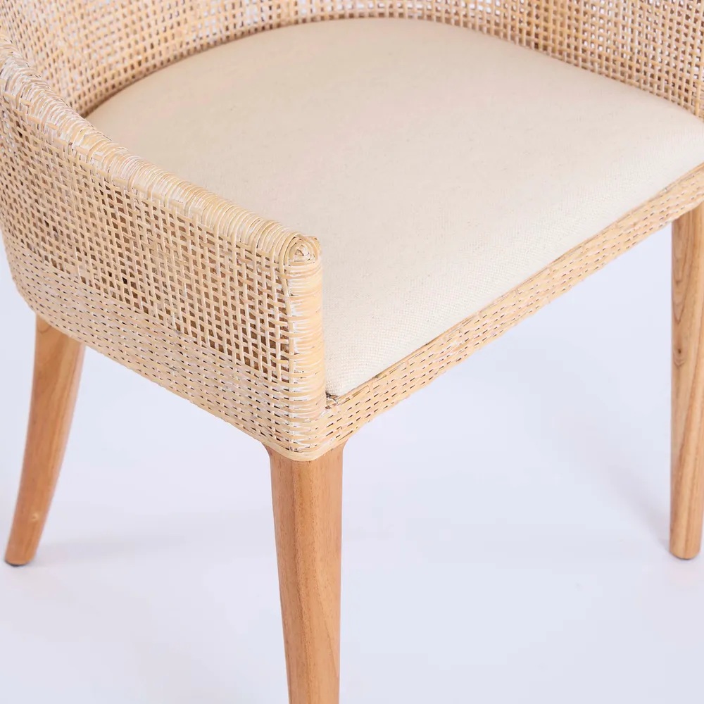 BLACK FRIDAY SALE Charlotte Rattan Dining Chair Whitewash, L 52.5cm W 56cm H 88cm (RRP $499) - Image 6