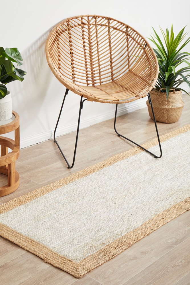 Noosa 333 Hamptons Style Indoor Rug White Natural Runner - Image 2