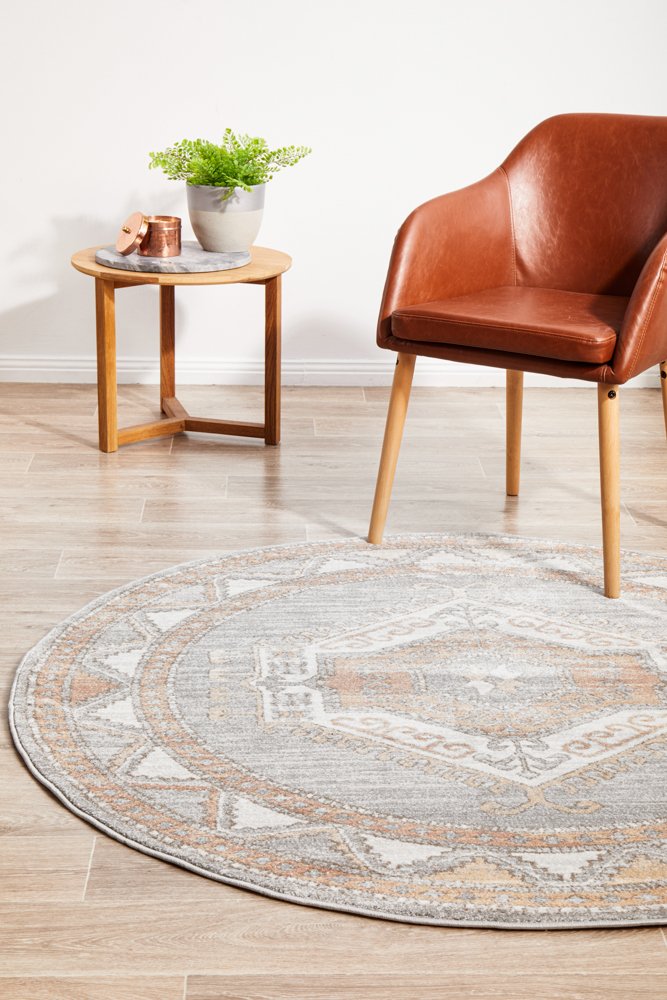 Mayfair Caitlen Hamptons Style Indoor Rug Grey Round
