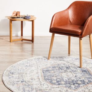 Mayfair Lorissa Hamptons Style Indoor Rug Blue Round