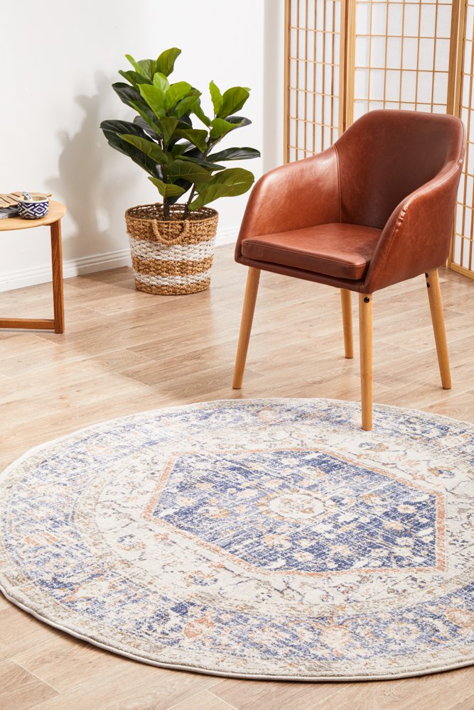 Mayfair Lorissa Hamptons Style Indoor Rug Blue Round - Image 2