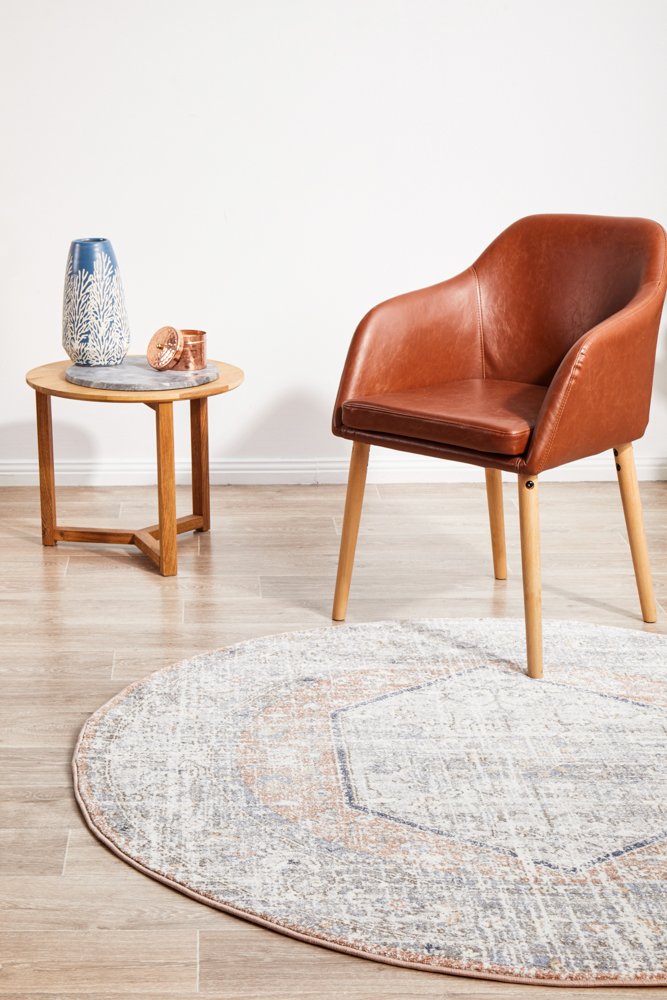 Mayfair Lorissa Hamptons Style Indoor Rug Peach Round
