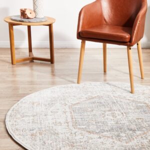 Mayfair Lorissa Hamptons Style Indoor Rug Silver Round