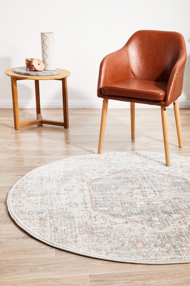 Mayfair Lorissa Hamptons Style Indoor Rug Silver Round