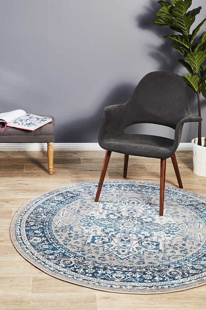 Babylon 207 Hamptons Style Indoor Rug Blue Round