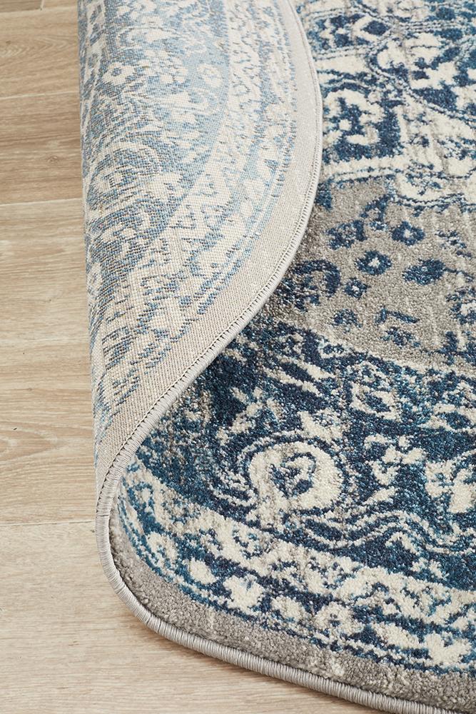Babylon 207 Hamptons Style Indoor Rug Blue Round - Image 3