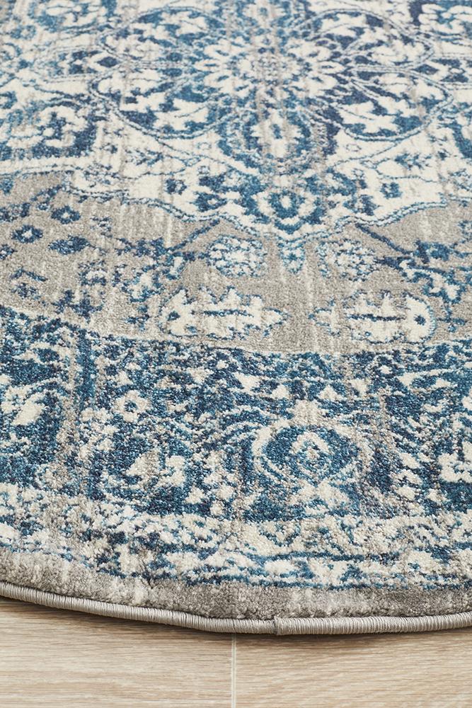 Babylon 207 Hamptons Style Indoor Rug Blue Round - Image 5