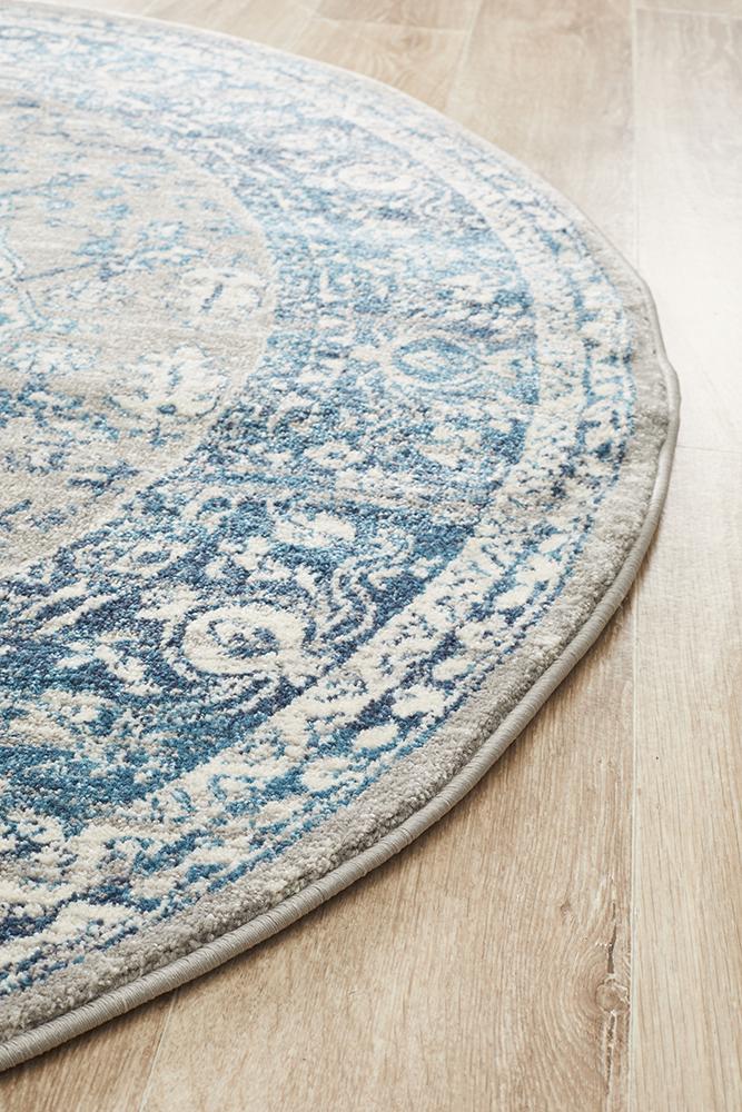 Babylon 207 Hamptons Style Indoor Rug Blue Round - Image 6