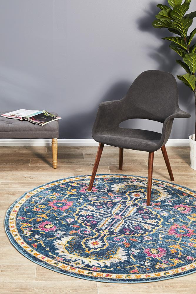 Babylon 209 Hamptons Style Indoor Rug Navy Round