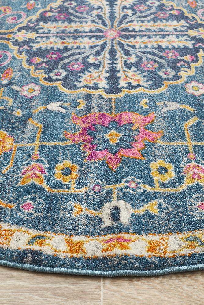 Babylon 209 Hamptons Style Indoor Rug Navy Round - Image 3