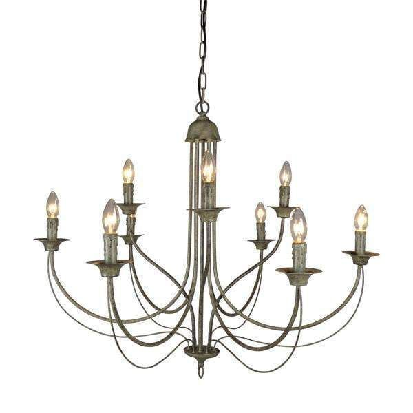 9 Arm Taupe Iron Chandelier 9 Lights (RRP $759)