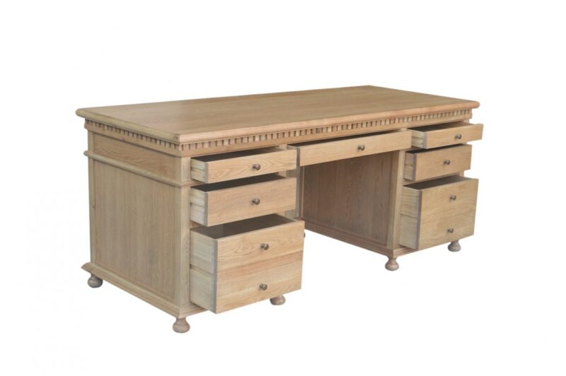 "Harbord" Hamptons Style Timber Executive Desk Natural Oak, 180cmW x 74cmD x 78cmH (RRP $3999) - Image 3
